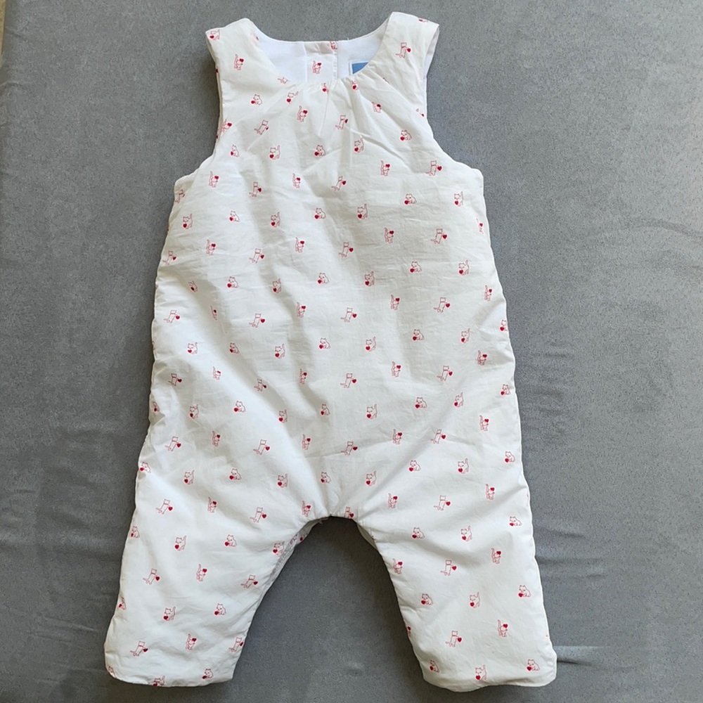 Jacadi 6m quilted jumpsuit with kitty print